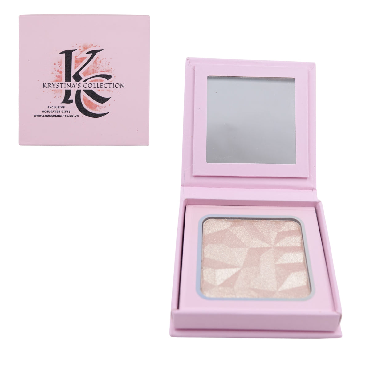 Krystina's Collection Shimmer Highlighter Powder Compact with Mirror - Various Colours