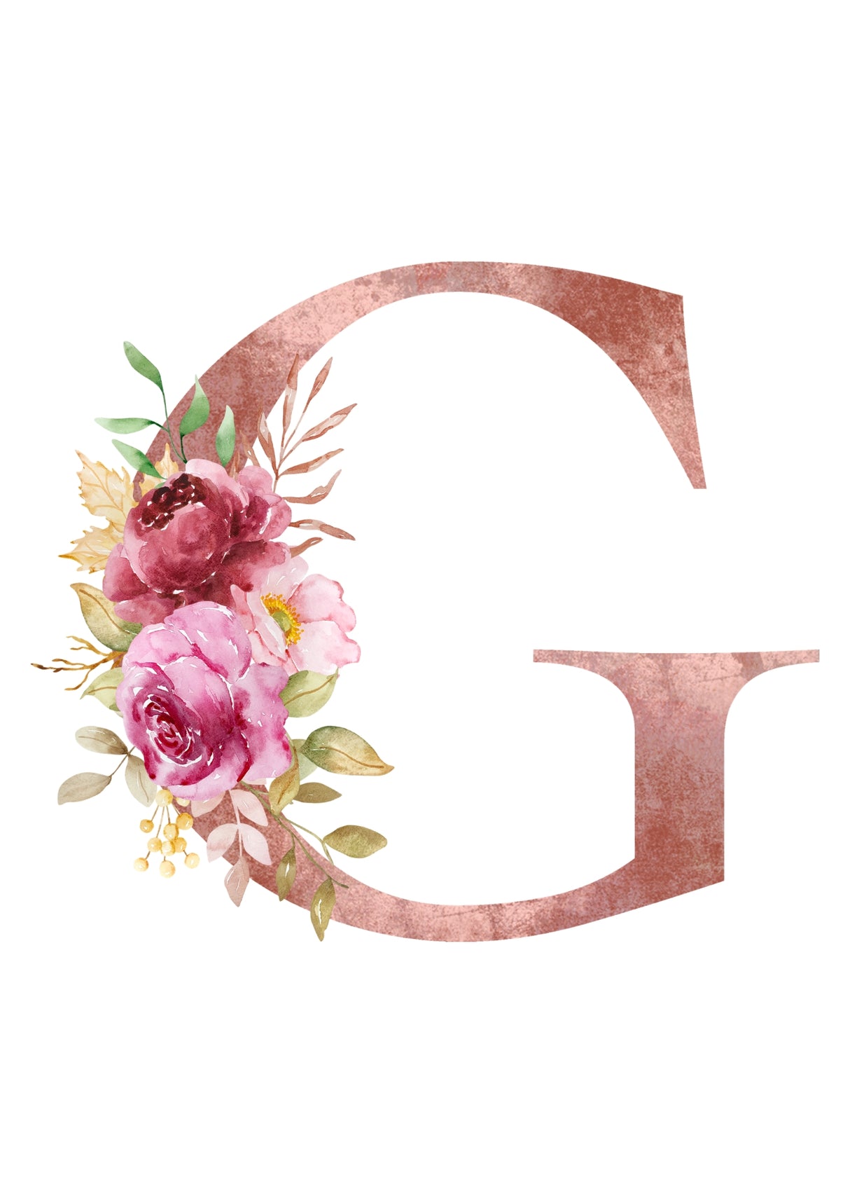 Personalised Tote Bags - Pink Floral Initial Design (A-Z)