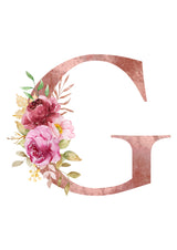 Personalised Tote Bags - Pink Floral Initial Design (A-Z)