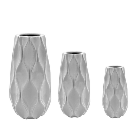 Ceramic Wave Vase - Grey - Modern Home Decor  Various Sizes