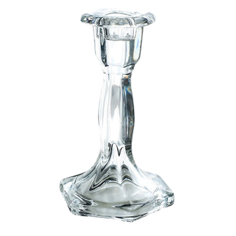 Woodside Home Living Hexagon Base Clear Glass Candle Holders - Various Sets