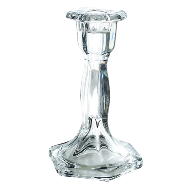 Woodside Home Living Hexagon Base Clear Glass Candle Holders - Various Sets