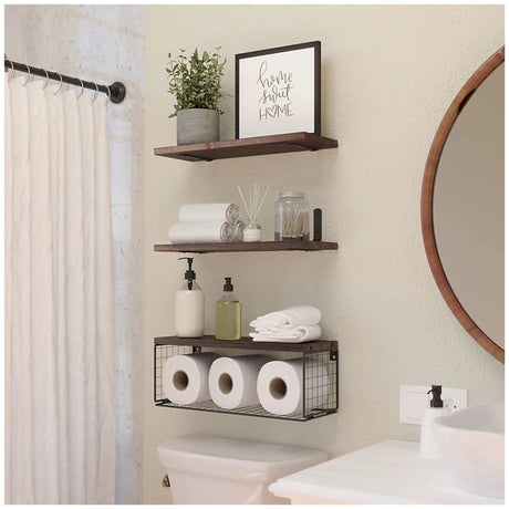 Woodside Home Living Wall Mounted Floating Shelf Set 