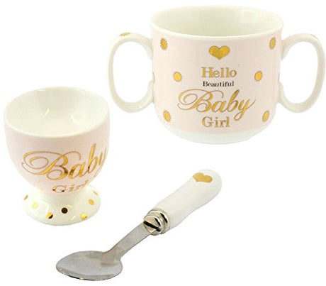 Mad Dots Mug Egg Cup & Spoon Set Baby Girl Or Baby Boy Gift Idea