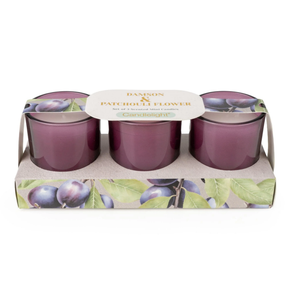 Candlelight Spring Summer Collection Set of 3 Votive Candles - Damson & Patchouli Flower