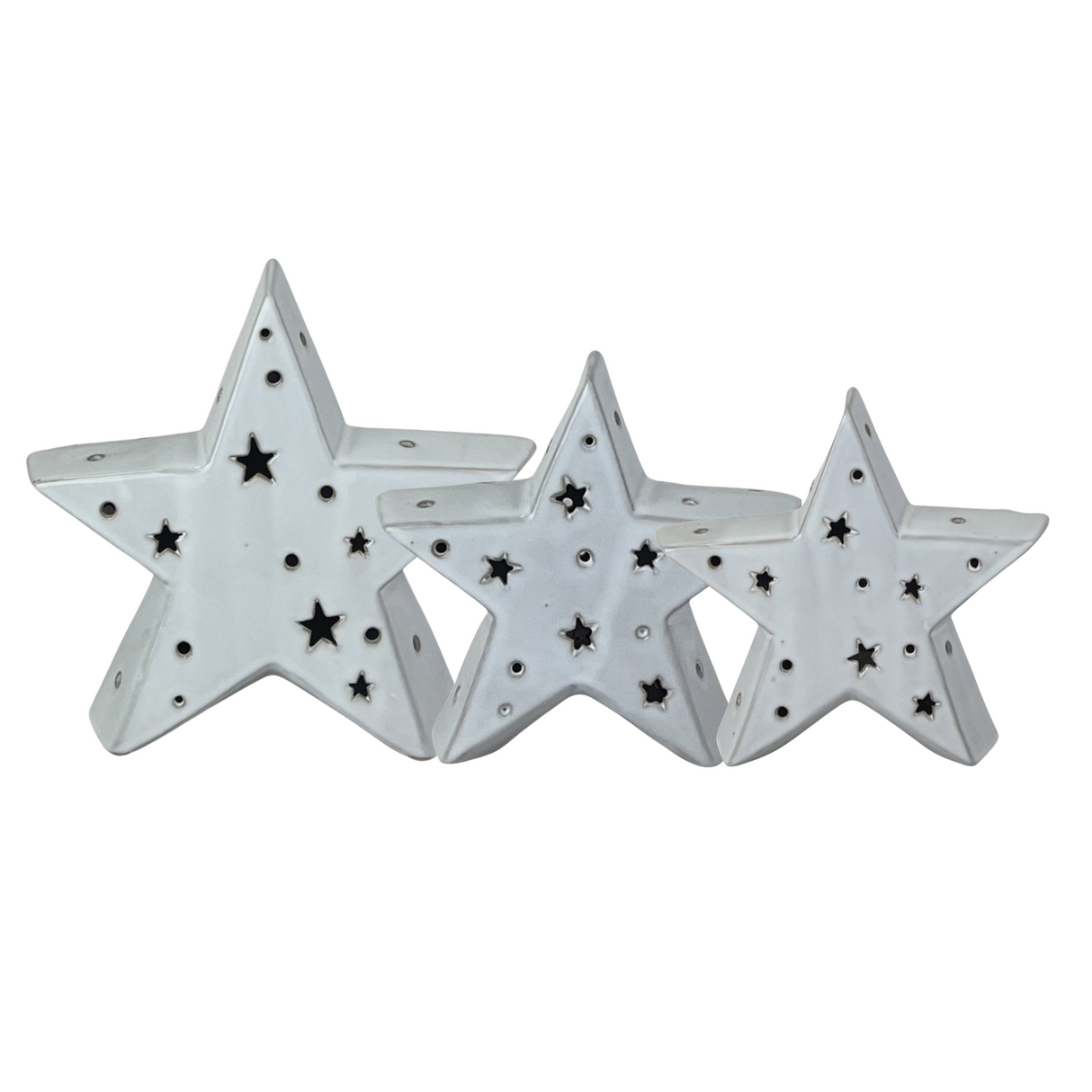 White Ceramic Star Ornaments 