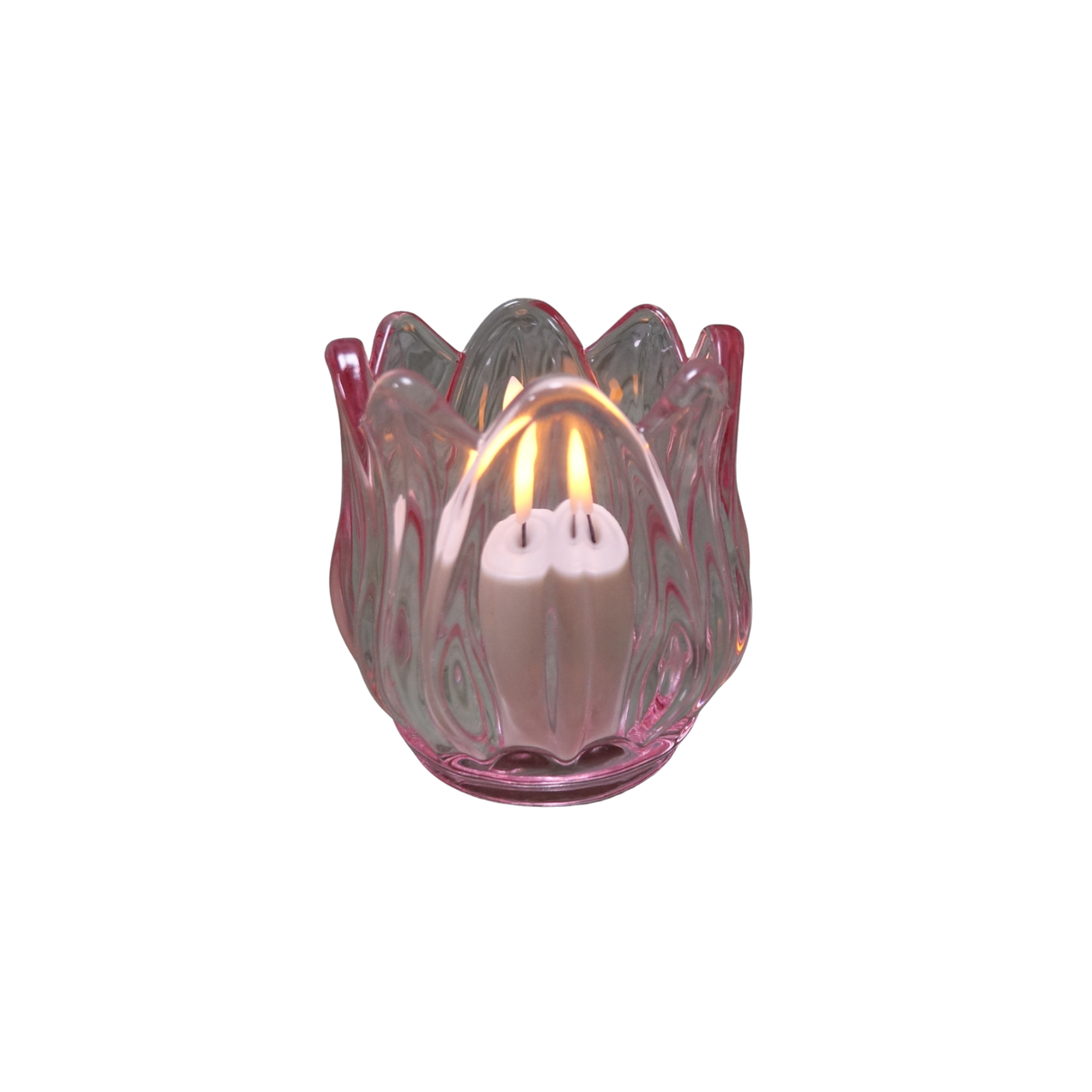 Glass Tulip Flower Candle Holders - Light Pink (Single)