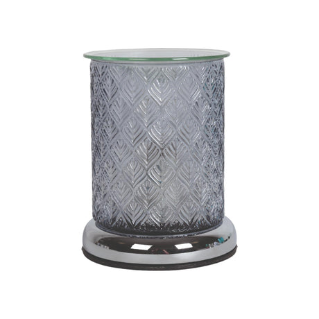 Aroma Touch Electric Wax Melt Burner Leaf Textured Glass Various Colours grey