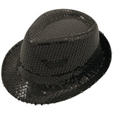 Sequin Gangster Trilby Hat Fancy Dress Hat - Various Colours