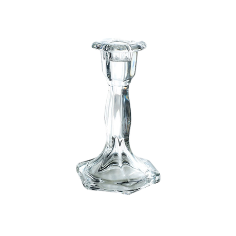 Woodside Home Living Hexagon Base Clear Glass Candle Holders - Various Sets