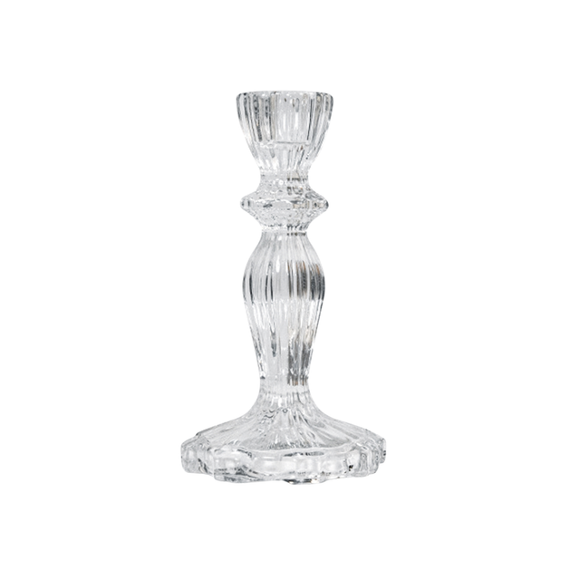 Glass Dinner Candle Holder Ribbed Design - Various Sizes	
