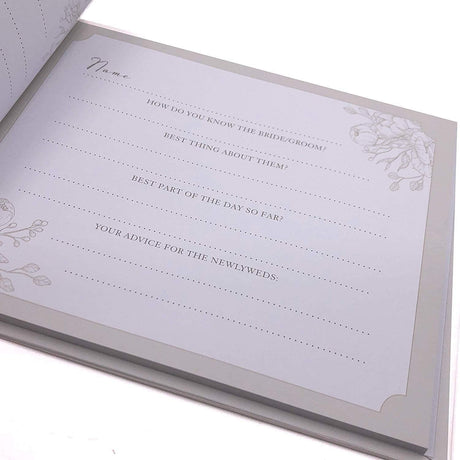 Amore Grey Floral Wedding Guest Book - 40 Inner Pages