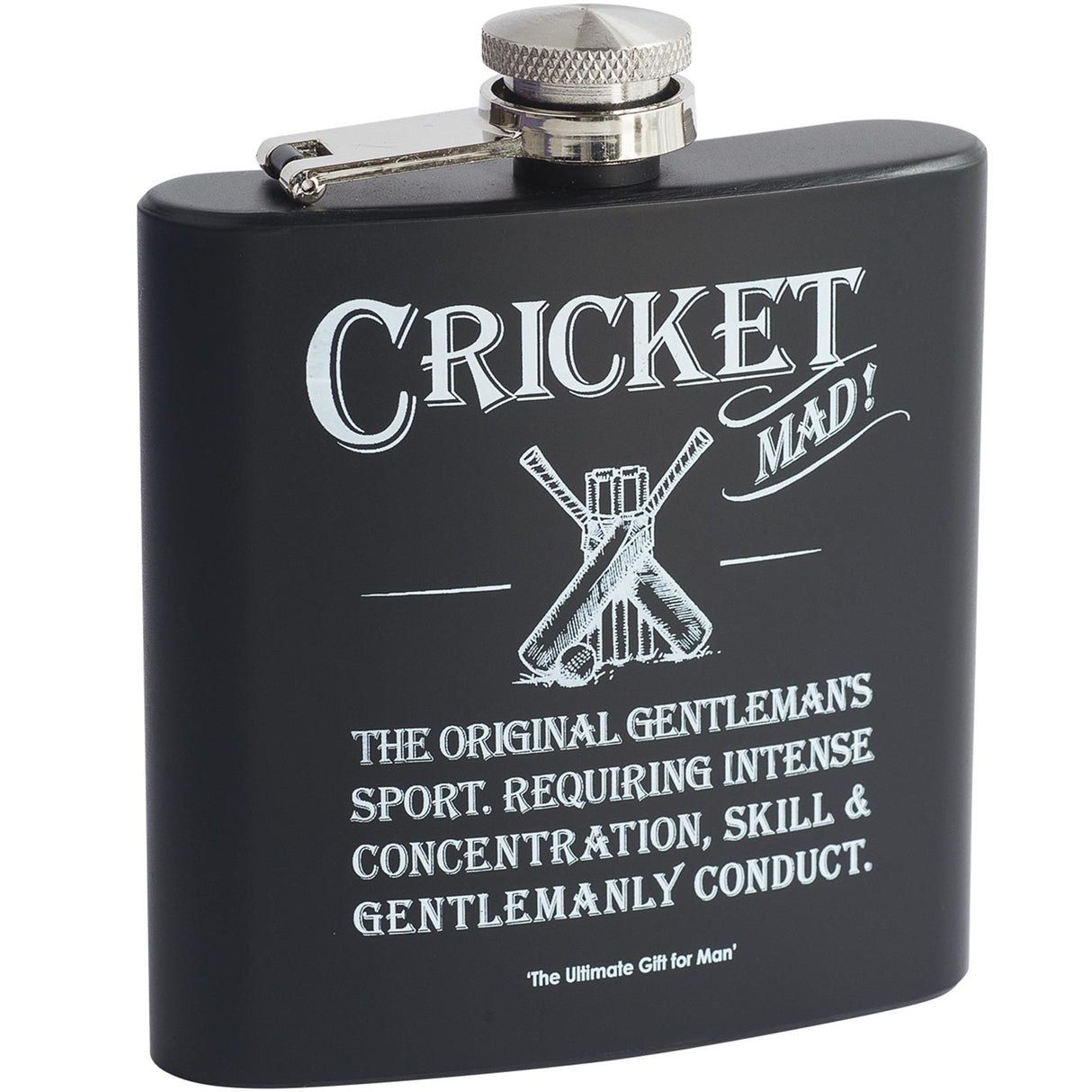 Ultimate Man Gift Hip Flask - Cricket Mad!