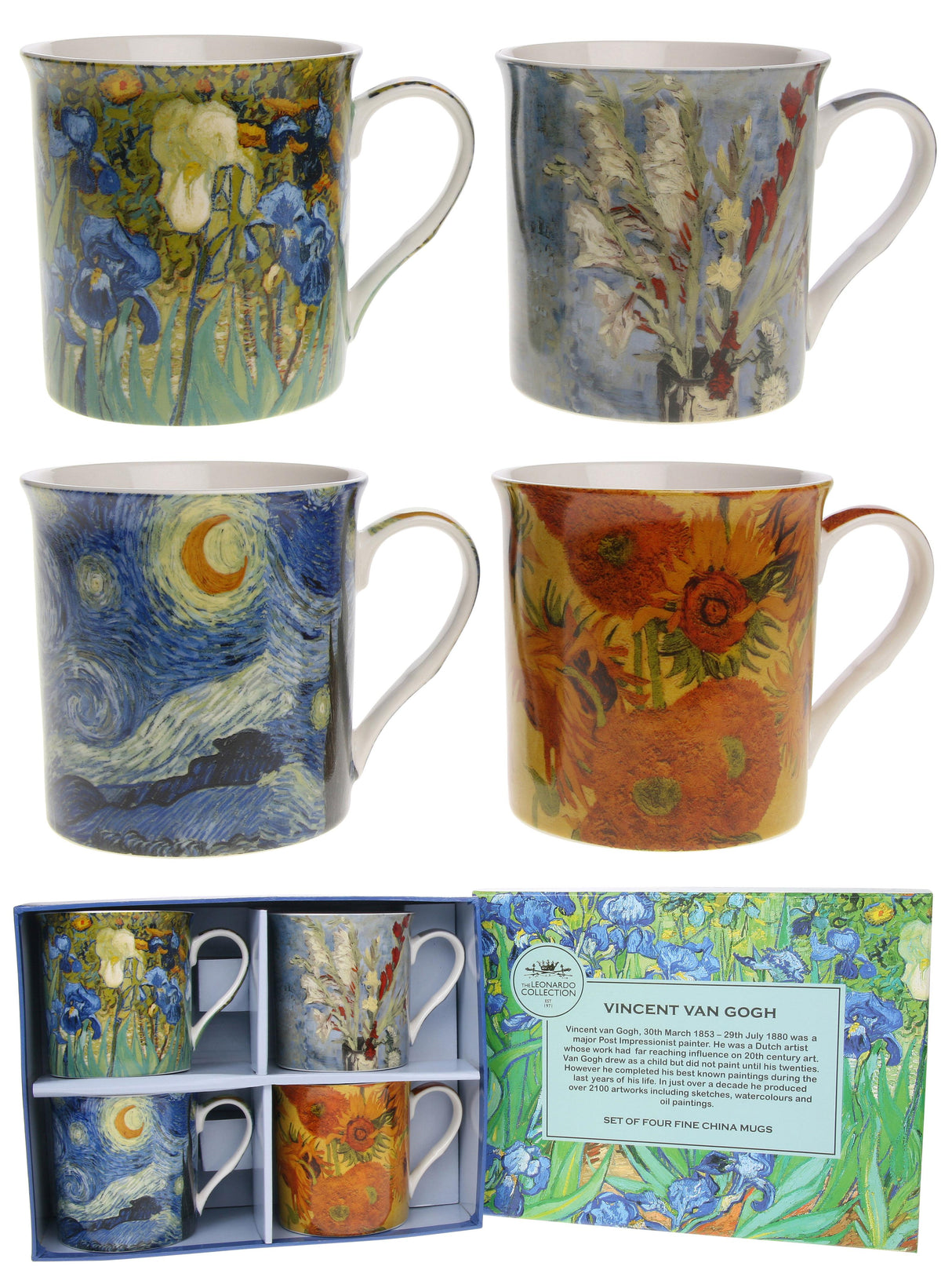 Leonardo 4 Fine China Mugs Set - Artists: Van Gogh