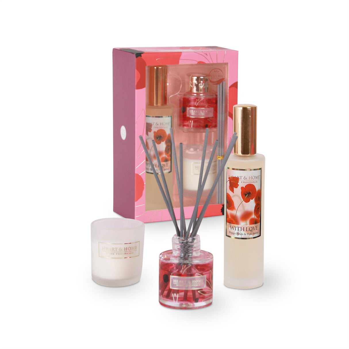 Heart & Home Gift Set - Room Spray Diffuser & Mini Candle