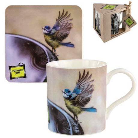 Villager Jim Mug & Coaster Gift Set - Deidre Poolside (Blue Tit)