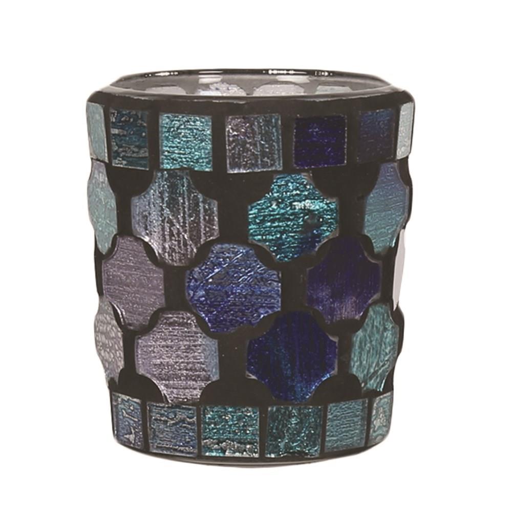 Tealight or Votive Candle Holder: Blue Mosaic x 2