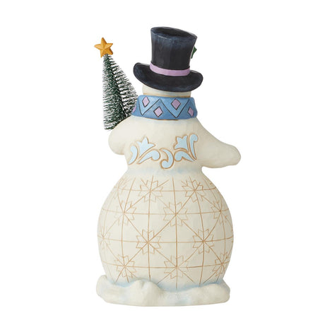 Heartwood Creek Snowman with Bottle Brush Tree Figurine