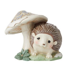 Heartwood Creek White Woodland Hedgehog by mushroom mini figurine