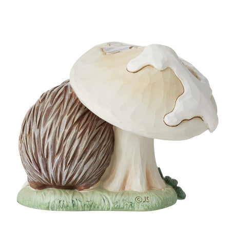 Heartwood Creek White Woodland Hedgehog by Mushroom Mini Figurine