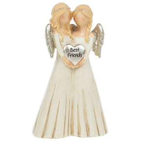 Two Angels holding a heart saying Best Friends