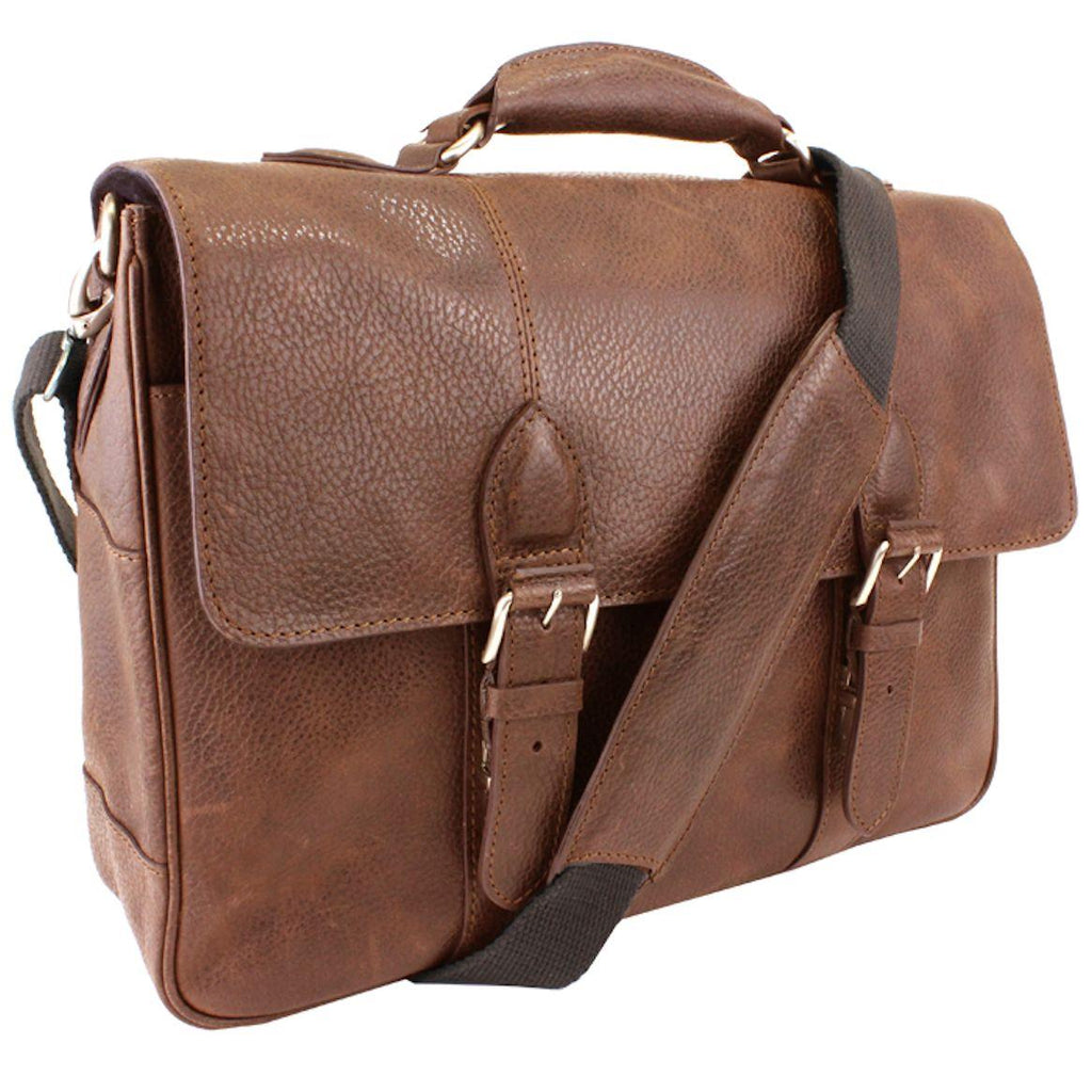 Oily Tan Leather Briefcase from the British Bag Company