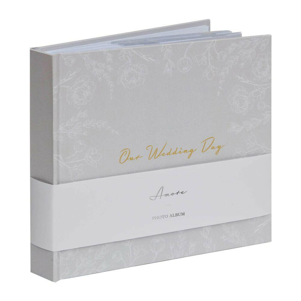 Amore Grey Floral Wedding Photo Album Holds 50 5" x 7" Prints