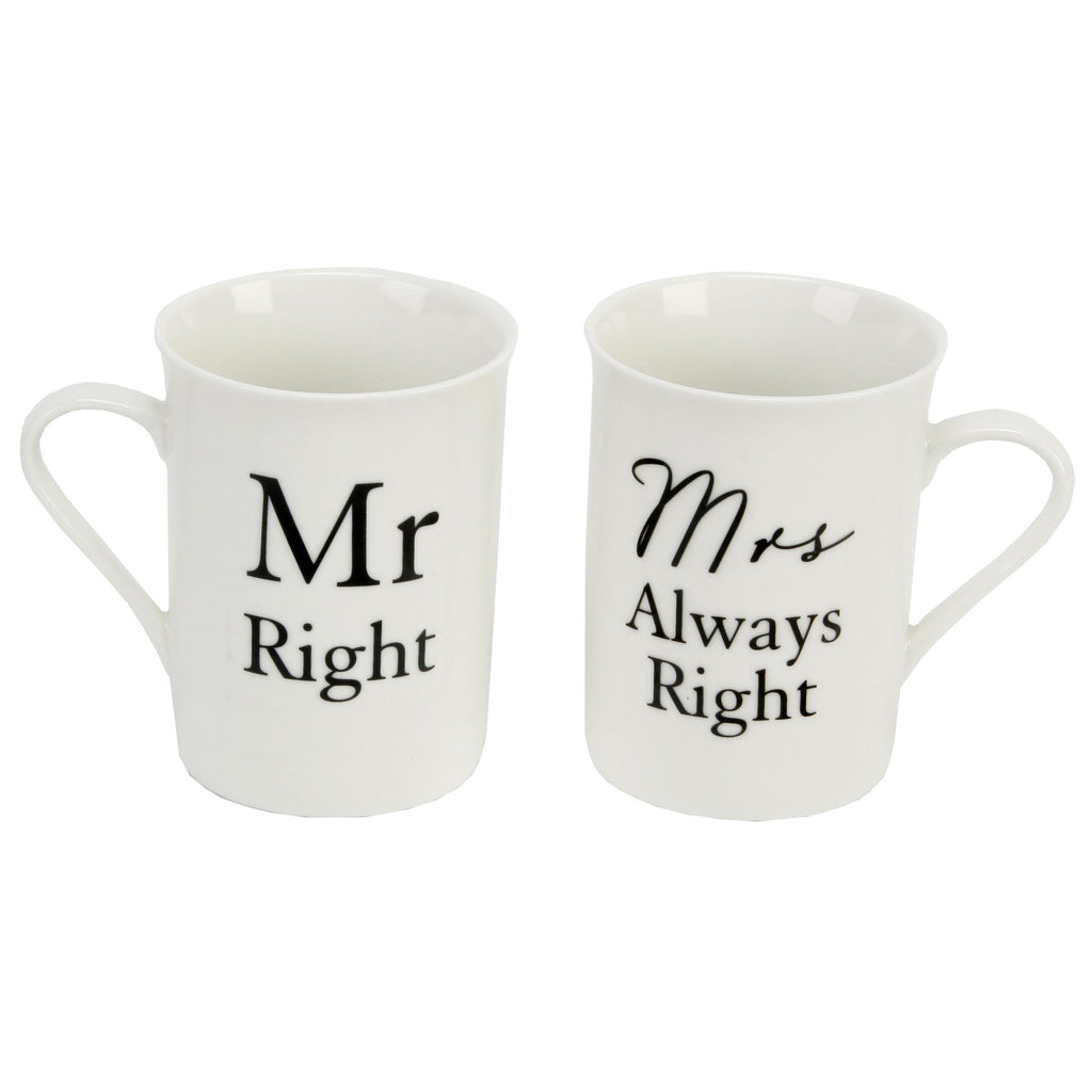 Pair of Mugs wedding gift Mr Right Mrs Always Right