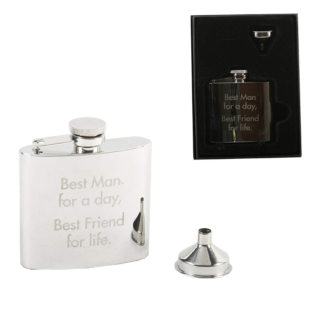 Best Man for a day Best Friend for life stainless steel hipflask in gift box