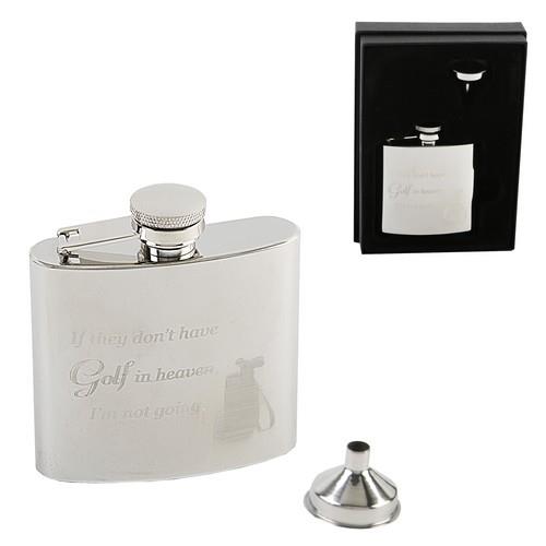 Harvey Makin 4oz Stainless Steel Hip Flask - Golf