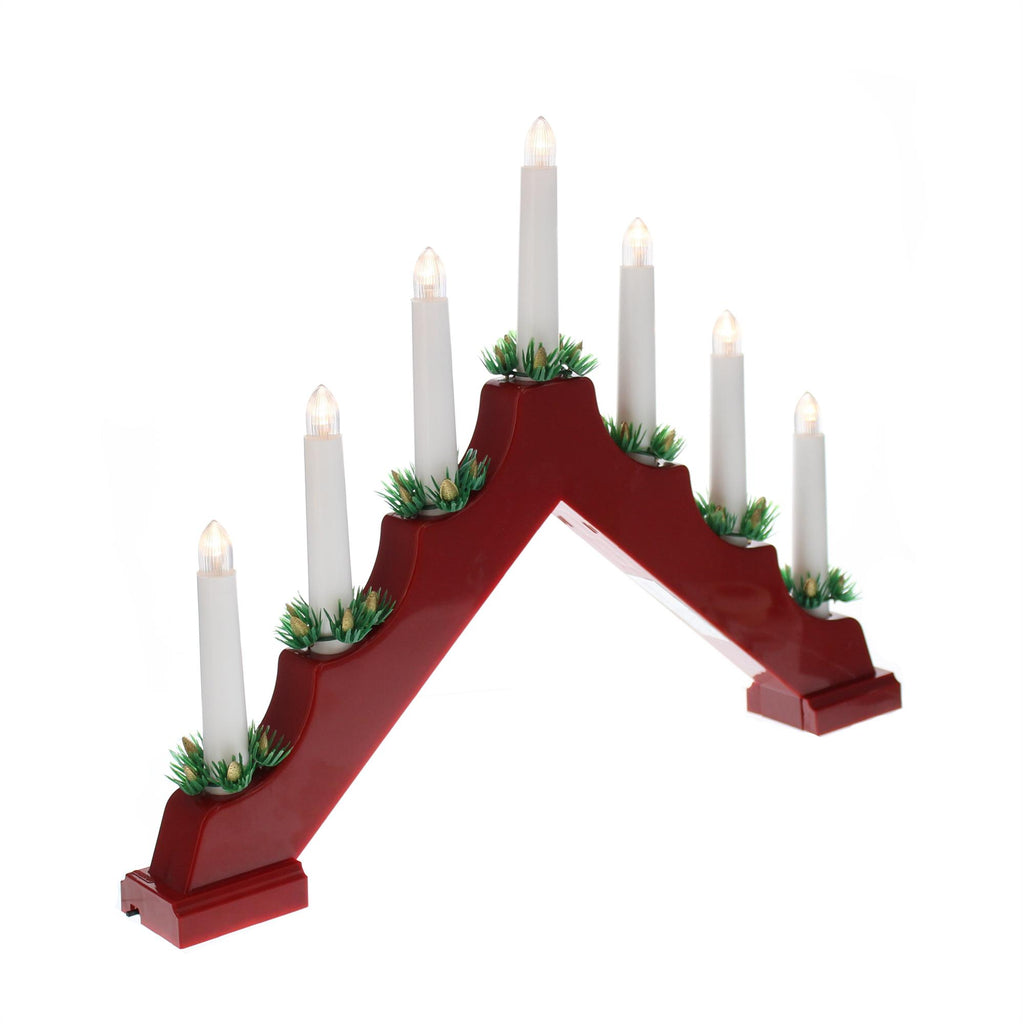 red candle bridge with white light up candle lights