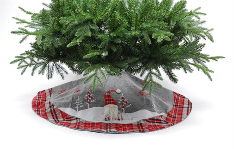 Gonk Design Christmas Tree Skirt main colour grey with Tartan Trim