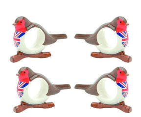 Robin Napkins Holders with Union Jack flag on Breast  set of 4 