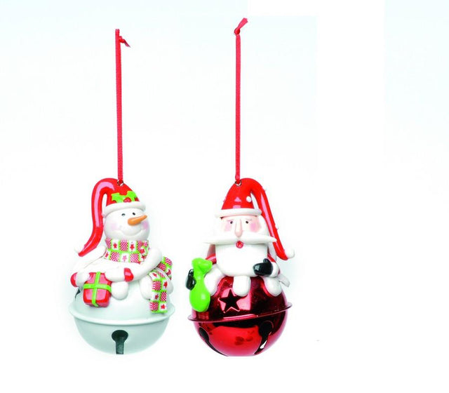 Christmas Tree Hanging Decorations - Jingle Santa & Snowman Pack of 2 Assorted