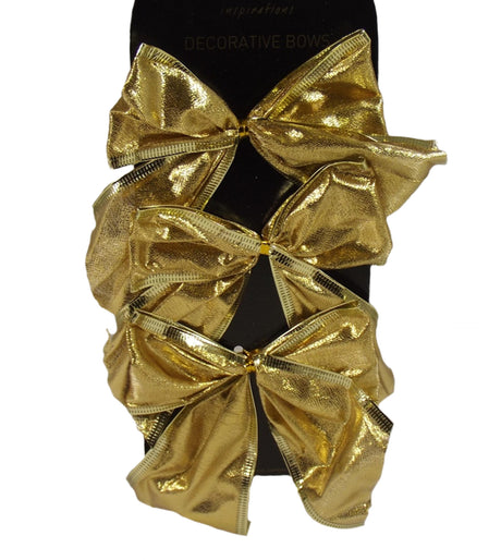 Gold Bows,  tie on Christmas Tree or Presents or Garland pack of 6 