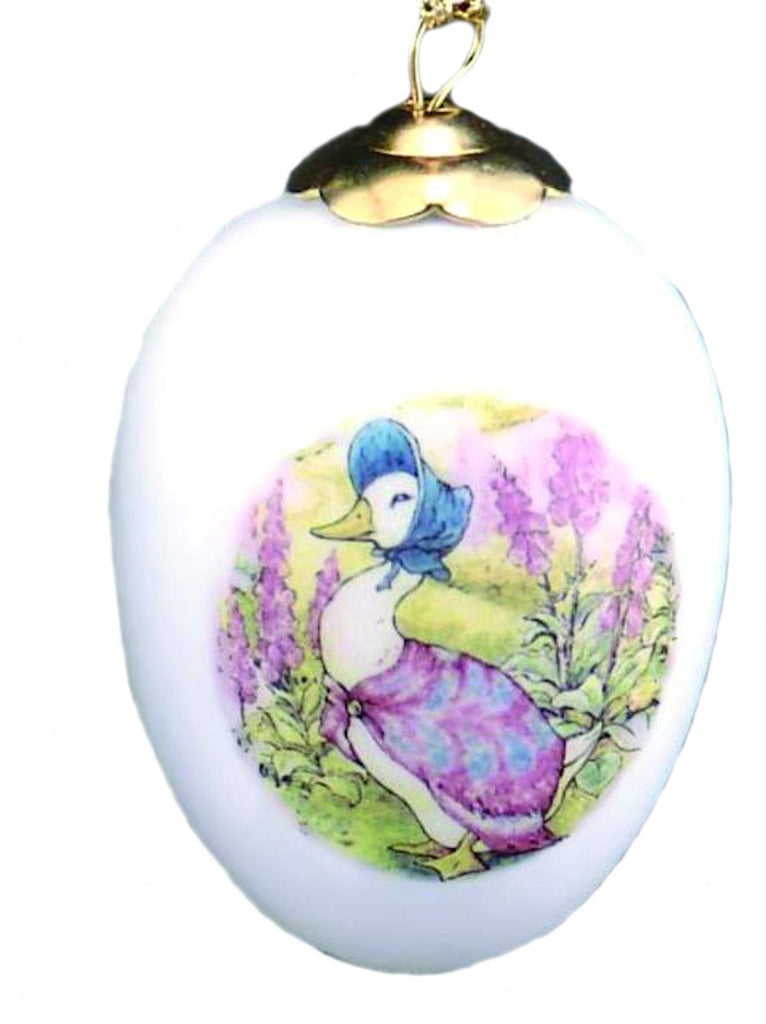 Porvcelain Decorative Egg with illustration of Jemima Puddleduck hanging ornament