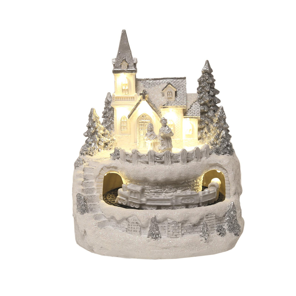 Light Up Church with rotating train