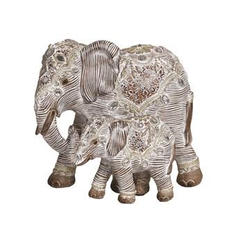 Elephant Mother and Baby Figurine in a textured finish design