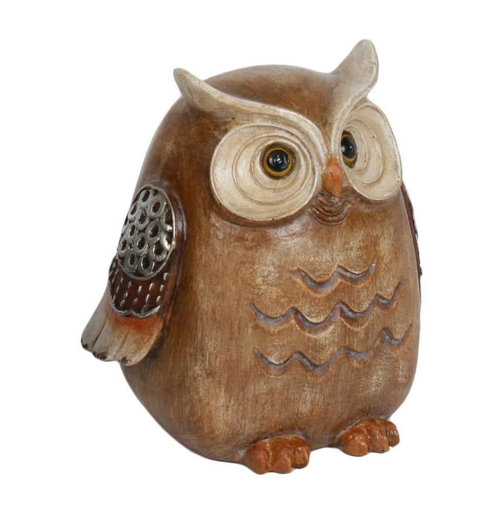Owl Figurine wood effect finish height 23.0cm