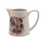 Ceramic Jug with Highland Cow illustration designed by Meg Hawkins 