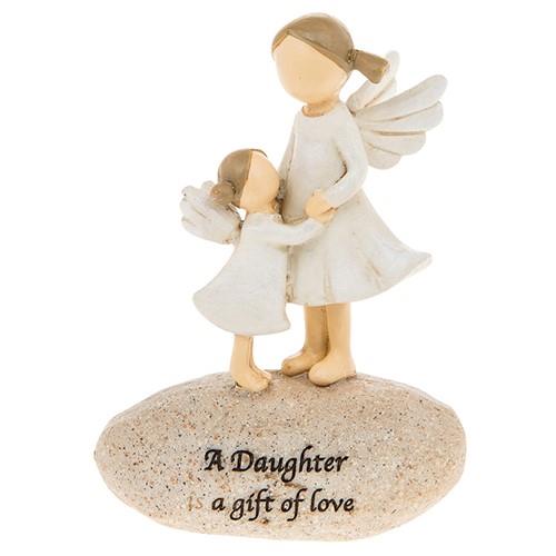 Mother & Daughter Angels on stone with sentiment A Daughter a gift of love