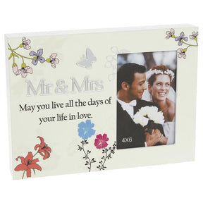 Mr and Mrs block style photo frame 4x6" portrait
