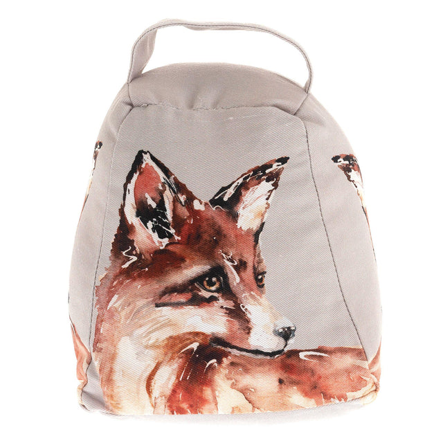 Fabric doorstop with fox illustration designed by Meg Hawkins