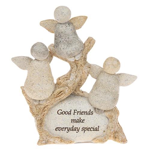 Good Friends make everyday special x3 angel friends on a pebble and wood