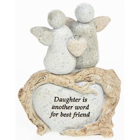 Daughter Pebble art angel figurine with the sentiment daughter is another word for best friend