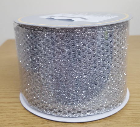 Gift Wrapping - Ribbon Mesh Silver 2.5" x 10Y