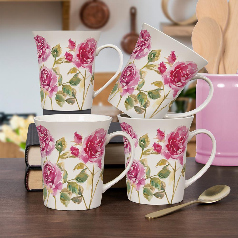 Leonardo 4 Fine China Mugs Set - Rose Garden