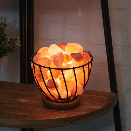 Rock Salt Lamp Lit
