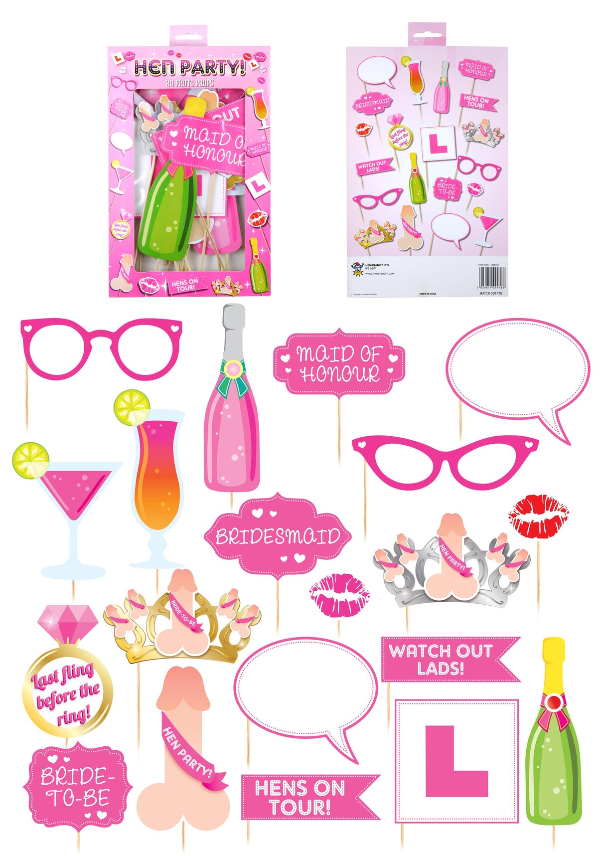 Hen Party Photo Booth Selfie Props Accessory Set