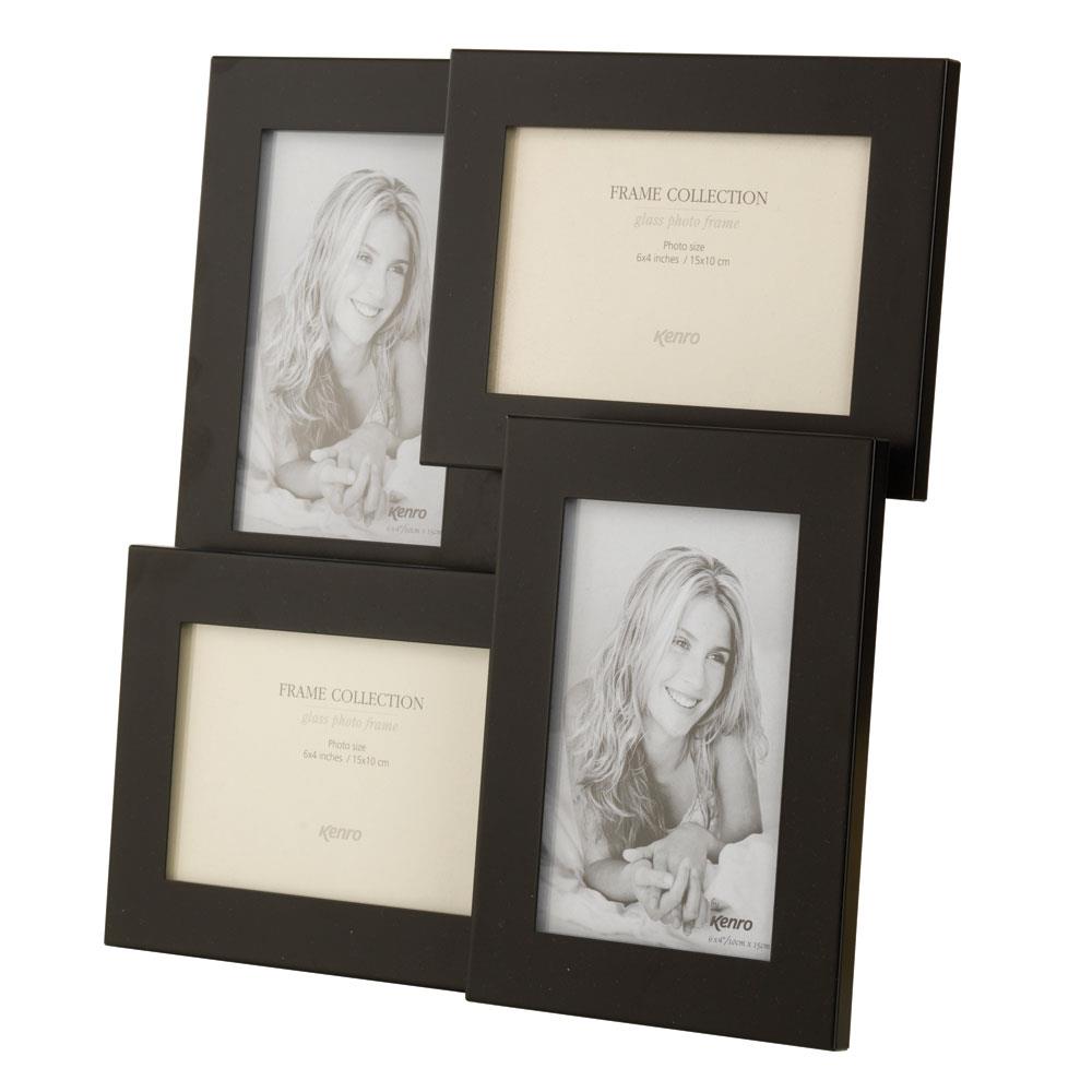 Kenro Rocco Collection Multi Photo Frame Holds 4 Photos 6" x 4" - Black